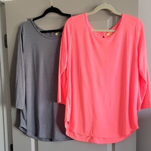 Women's Gray and Coral Casual Top Bundle
